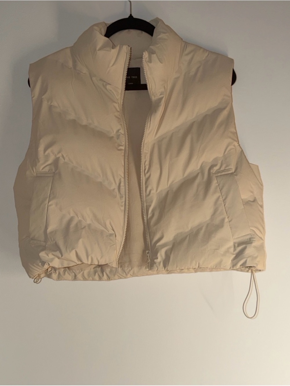 Love Tree Cream Cropped Puffer Vest